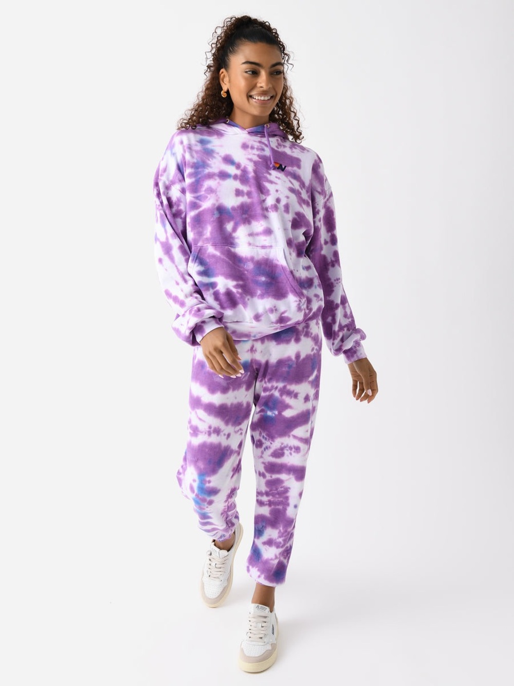 Aviator Nation Hand Dyed Magenta Tie Dye Sweatshirt and Sweatpant Set XS